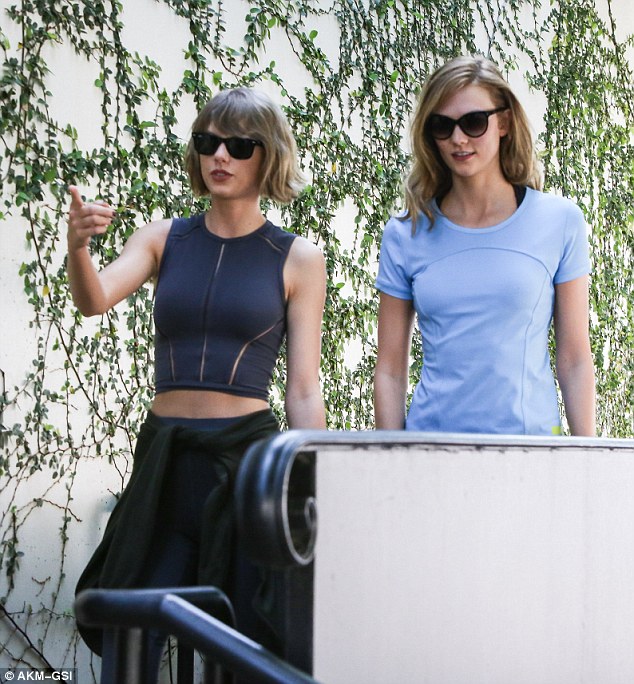 Burm it off: Taylor Swift, 26, was joined by Karlie Kloss, 23, for a trip to the gym in Beverly Hills on Saturday as the two svelte stars worked to maintain their impressively athletic physiques