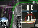 Video stills from the incident, the car?s data, and damage sustained when the bus clipped the car?s sensor