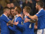 Daryl Murphy of Ipswich Town is surrounded by team-mates after scoring a penalty goal, 1-0,  during the Sky Bet Championship match between Ipswich Town and Blackburn Rovers played at Portman Road, Ipswich on March 15th 2016
