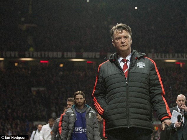 Louis van Gaal trudges off the Old Trafford pitch after Manchester United were sent out the Europa League
