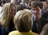 Democratic presidential candidate Hillary Clinton greets Laurene Powell Jobs, the widow Steve Jobs, left, and her son Reed Jobs after speaking about counterterrorism, Wednesday, March 23, 2016, at the Bechtel Conference Center at Stanford University in Stanford, Calif. (AP Photo/Carolyn Kaster)