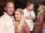 WEST HOLLYWOOD, CA - MARCH 23:  Tori Spelling and Ian Ziering attend Twentieth Century Fox Home Entertainments' "Alvin And The Chipmunks: The Road Chip" Blu-ray Release Party at Au Fudge on March 23, 2016 in West Hollywood, California.  (Photo by Todd Williamson/Getty Images for Twentieth Century Fox Home Entertainment)