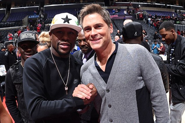 Floyd Mayweather celebrates birthday at LA Clippers game as boxer prepares to fight Manny