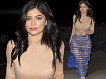 Kylie Jenner wearing a 'Yeezy' beige body suit, a Belmain designer skirt and a Blue Hermes Handbag was seen arriving for dinner at 'IL Ciello' Italian Restaurant in Beverly Hills, CA\n\nPictured: Kylie Jenner\nRef: SPL1253662  280316  \nPicture by: SPW / Brian Prahl / Splash News\n\nSplash News and Pictures\nLos Angeles: 310-821-2666\nNew York: 212-619-2666\nLondon: 870-934-2666\nphotodesk@splashnews.com\n