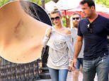 Exclusive... 52011757 Model and actress Joanna Krupa shops with her husband at the grove on April 2, 2016.  Joanna wore a low collard shirt exposing a bruise on her neck. FameFlynet, Inc - Beverly Hills, CA, USA - +1 (310) 505-9876