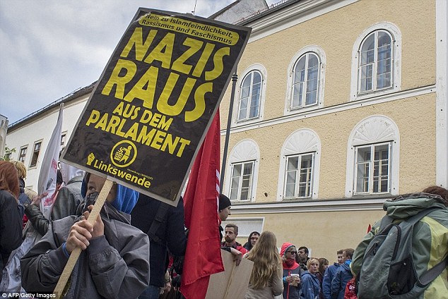 Each year, on the anniversary of Hitler's birth, anti-fascist protesters demonstrate outside the building 