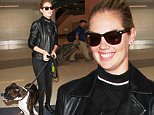 Los Angeles, CA - Kate Upton arrives at LAX on Wednesday afternoon with her dog Harley by her side. The 23-year-old model is wearing an all black look with a choker and leather jacket for a biker chic look. \nAKM-GSI   April  13, 2016\nTo License These Photos, Please Contact :\nSteve Ginsburg\n(310) 505-8447\n(323) 423-9397\nsteve@akmgsi.com\nsales@akmgsi.com\nor\nMaria Buda\n(917) 242-1505\nmbuda@akmgsi.com\nginsburgspalyinc@gmail.com