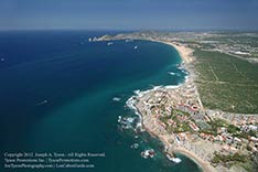 aerial view looking toward land's end cabo san lucas, mexico in September 2012 after rain.
