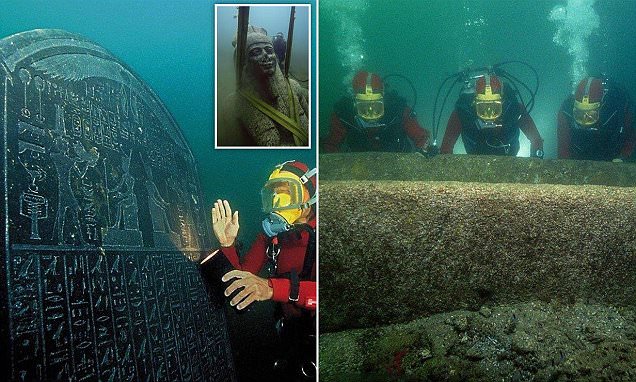 Ancient Egyptian treasures of sunken cities go on show this weekend after years in Nile