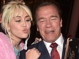 NBCUNIVERSAL UPFRONT -- ?2016 Upfront Party at MoMA in New York City on Monday, May 16, 2016" -- Pictured: (l-r) Miley Cyrus, "The Voice" on NBC; Arnold Schwarzenegger, "The New Celebrity Apprentice" on NBC  -- (Photo by: Theo Wargo/NBCUniversal/NBCU Photo Bank via Getty Images)
