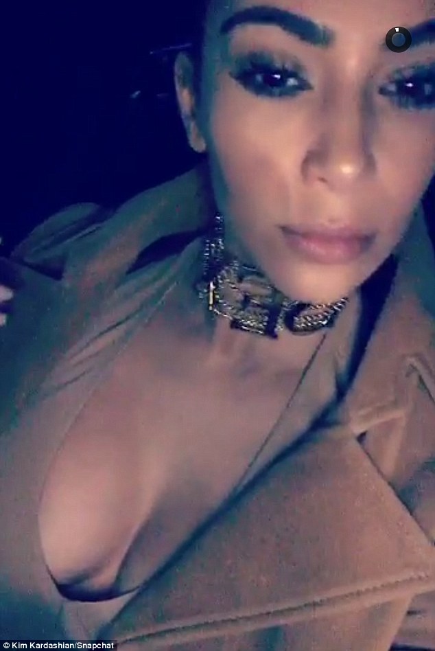 Flaunting it: Kim even went as far as to show the unique piece off on Snapchat as she posed for the camera and tilted her head in an array of flattering angles