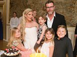 EXCLUSIVE TO INF.
May 19, 2016: Tori Spelling celebrates her 43rd birthday at NaesbyHolm Castle in Denmark. Pictured here: Tori Spelling, Liam McDermott, Stella McDermott, Hattie McDermott, Finn McDermott, Dean McDermott
Mandatory Credit: INF/Startraks  Ref: infusny-176
