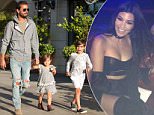 *EXCLUSIVE* Calabasas, CA - Scott Disick takes his kids Penelope and Mason Disick on a Sunday Funday while Kourtney Kardashian is in Vegas for an appearance at the Aria Hotel & Casino. The little trio spent the afternoon in the Calabasas Commons watching a movie then grabbing some Sugarfish for dinner. The father of three holds hands with his daughter and looks happy to spend time with his kids while Kourtney is gone.\nAKM-GSI      May 22, 2016\nTo License These Photos, Please Contact :\nSteve Ginsburg\n(310) 505-8447\n(323) 423-9397\nsteve@akmgsi.com\nsales@akmgsi.com\nor\nMaria Buda\n(917) 242-1505\nmbuda@akmgsi.com\nginsburgspalyinc@gmail.com