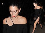 Kendall Jenner returning to her hotel wearing a stunning black dress\n26 May 2016.\nPlease byline: Will/Vantagenews.com
