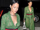New York, NY - Rihanna is accompanied by security as she heads to a hotel in the East Village. The 'Work' singer had a slight wardrobe malfunction in a zip up green lace dress with matching lace up boots and a silver bag.
AKM-GSI         May 25, 2016
To License These Photos, Please Contact :
Steve Ginsburg
(310) 505-8447
(323) 423-9397
steve@akmgsi.com
sales@akmgsi.com
or
Maria Buda
(917) 242-1505
mbuda@akmgsi.com
ginsburgspalyinc@gmail.com