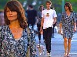 NEW YORK, NY - MAY 25:  Helena Christensen and her son Mingus Reedus are seen out with their dog Kuma on May 25, 2016 in New York City.  (Photo by Robert Kamau/GC Images)