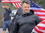 Exclusive... 52078339 Actor and busy dad Josh Duhamel is seen taking down the flag from his house after Memorial Day celebrations in Brentwood, California on June 1, 2016. Josh has been showing his support for Veterans by joining a campaign called #EnlistMe, that creates smart homes for injured veterans. ***NO WEB USE W/O PRIOR AGREEMENT - CALL FOR PRICING*** FameFlynet, Inc - Beverly Hills, CA, USA - +1 (310) 505-9876