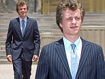 Conrad Hilton appears happy with his probation sentence for his mid-flight meltdown as he leaves the Los Angeles Federal court with his parents Richard and Kathy Hilton.....Pictured: Conrad Hilton Richard Hilton, Kathy Hilton..Ref: SPL1053439  160615  ..Picture by: Deano / Hector  / Splash News....Splash News and Pictures..Los Angeles: 310-821-2666..New York: 212-619-2666..London: 870-934-2666..photodesk@splashnews.com..