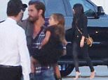 Please contact X17 before any use of these exclusive photos - x17@x17agency.com   Back together for good! Kourtney Kardashian and Scott Disick leave for the week end in a private jet with the kids X17online.com