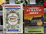 This Aug. 12, 2016 photo shows the 2017 editions of New Hampshire's Old Farmer's Almanac, left, and Maine's Farmers' Almanac photographed in Concord, N.H. The two publications, which will be released soon, are both celebrating milestones. Maine's 200 edition, and New Hampshire's 225.(AP Photo/Jim Cole)