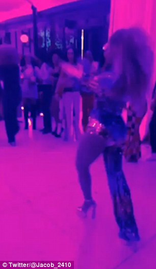 Crazy In Love: In one raunchy move, the mother-of-one seductively grinded up against the rapper, who was enjoying some more laid-back dance steps in a pair of Hendrix-style flares