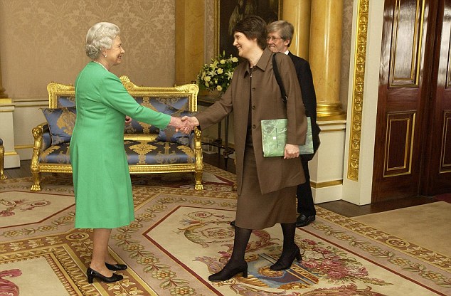 The Queen receives the New Zealand Prime Minister Helen Clark and her husband Professor Peter Davis in 2003