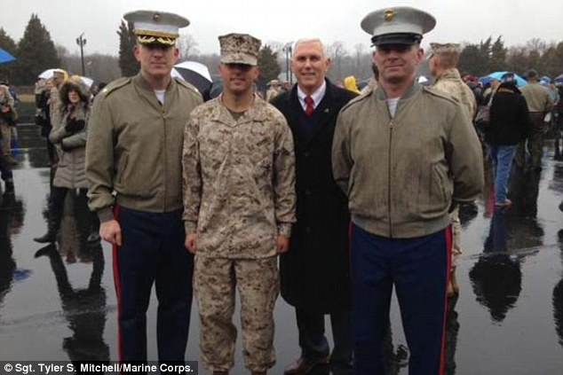 Graduation: Mike Pence was with his son Michael as he graduated from officer candidate school before being commissioned as a Marine 2nd lieutenant in 2015.