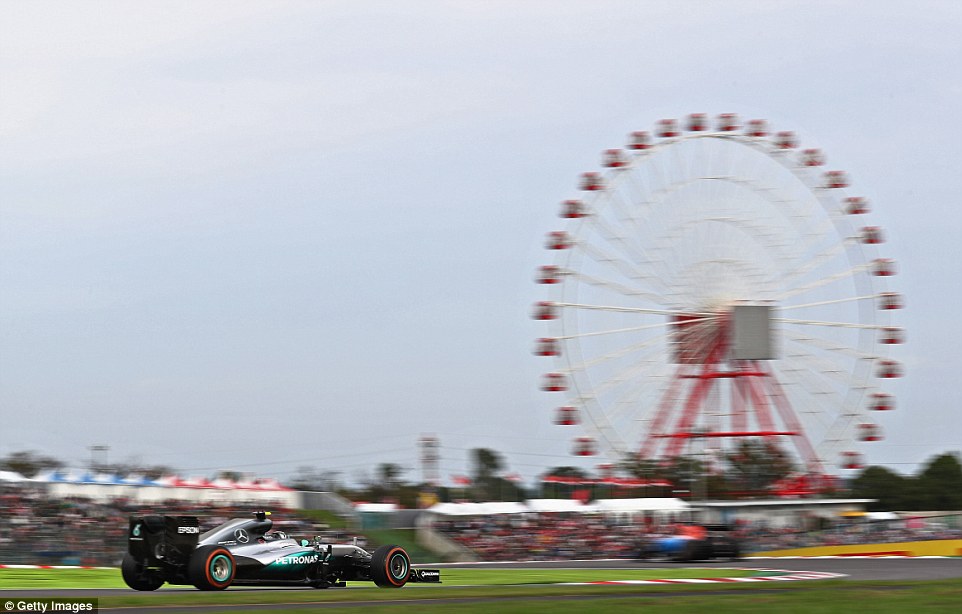 Rosberg would then lead an untroubled race to victory at Suzuka as he tackles the final chicane during the Grand Prix