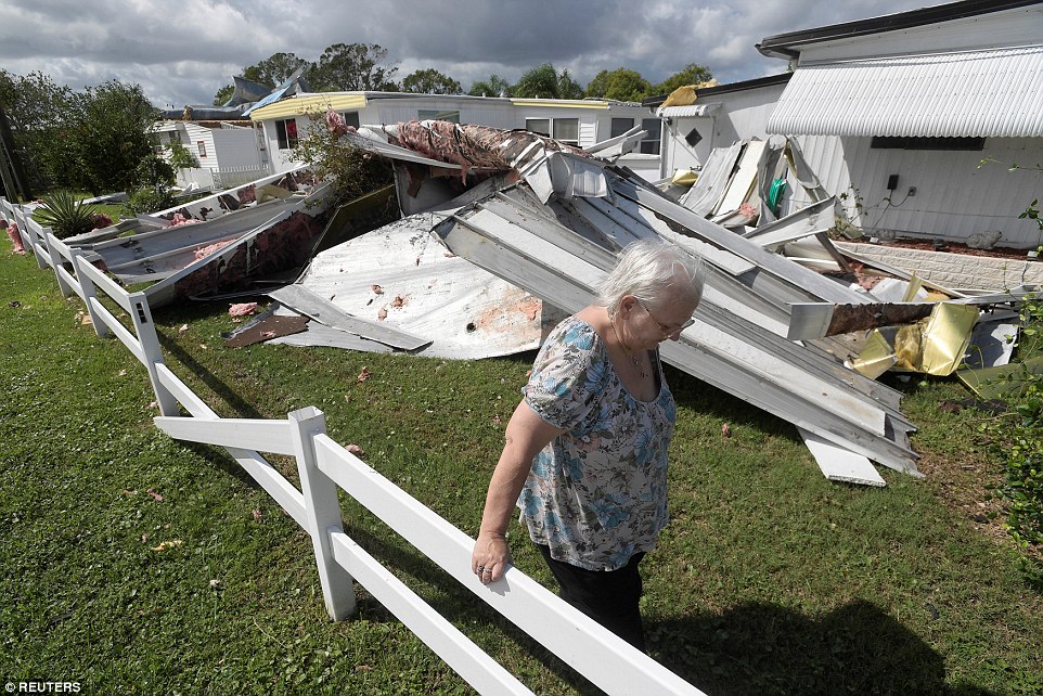Monroe's entire roof had been blown off her home as Matthew made its way across the state 