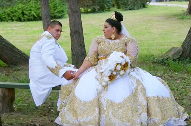 A 19-year-old Slovakian sported a £175k dress during her wedding to Lukas in a gypsy wedding