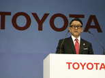 FILE- In this March 13, 2015 file photo, Toyota President and CEO Akio Toyoda speaks during a press conference in Tokyo. Toyota, the world¿s top automaker, a...