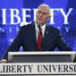 Republican vice-presidential candidate, Indiana Gov. Mike Pence, speaks at Liberty University in Lynchburg, Va., Wednesday, Oct. 12, 2016. (AP Photo/Steve Helber)
