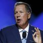 In a Sunday, July 17, 2016 file photo, Ohio Gov. John Kasich addresses the 2016 National Convention of the NAACP, in Cincinnati. Kasich says he has no idea how he&#39;ll vote come November because he doesn&#39;t support Donald Trump or Hillary Clinton. He also says he isn&#39;t sure whether Trump can win Ohio if he remains so divisive. (AP Photo/Gary Landers, File)