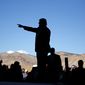 Republican presidential candidate Donald Trump arrives to speak at a campaign rally, Tuesday, Oct. 18, 2016, in Grand Junction, Colo. (AP Photo/ Evan Vucci)