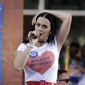 Hillary Clinton backer and singer Katy Perry wore a &quot;nasty woman&quot; shirt when campaigning for the former first lady in Nevada earlier this week. (Associated Press)