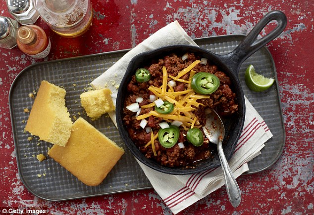 Hearty: Chili is a classic game day meal. Set out small bowls of different toppings so guests can customize their meal