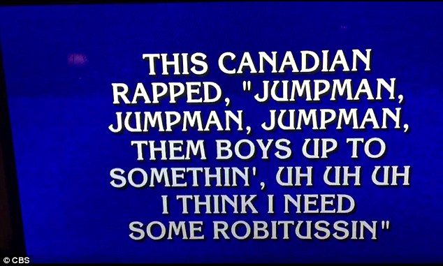 Alex Trebek recited some of Drake's 'Jumpman' lyrics on Wednesday night's episode of Jeopardy