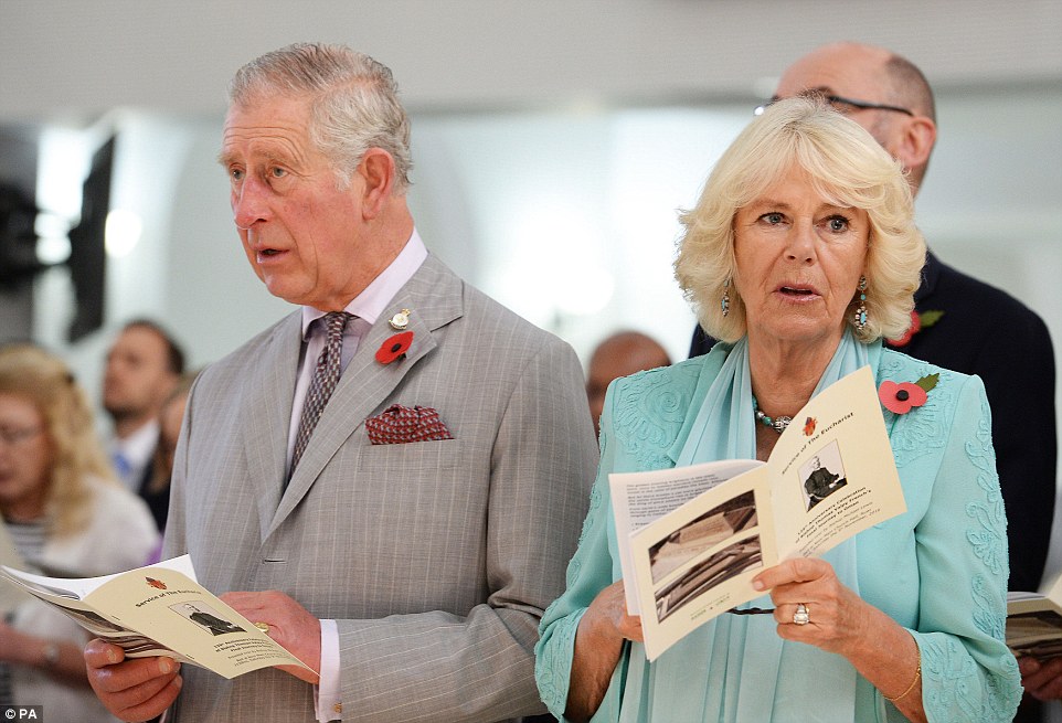The Prince of Wales and the Duchess of Cornwall attend a service at the Bait Al Noor church in Muscat, the capital of Oman, before going to their separate engagements through the city