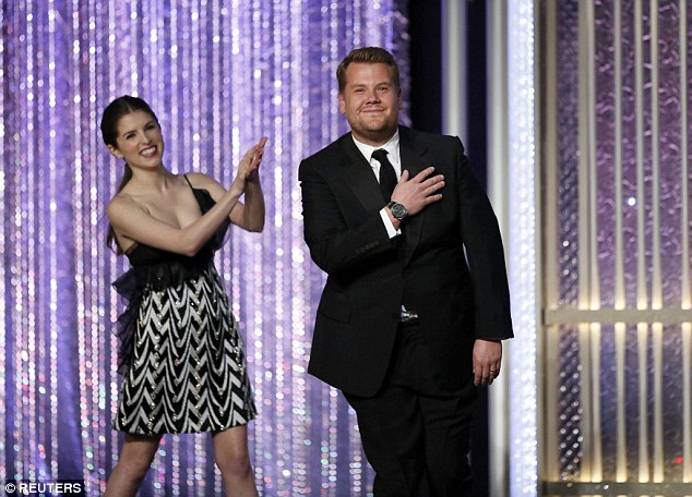Party time: Anna took to the event's stage with fellow Trolls star James Corden
