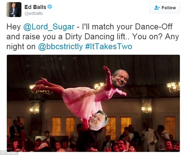 Challenge: On Thursday, Ed responded to Alan Sugar's criticism by challenging him to a dance-off