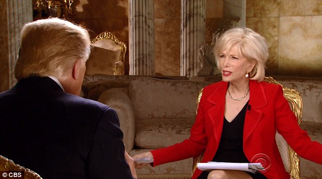 Tough questions: Host Lesley Stahl (above) grilled him on a variety of topics and campaign promises