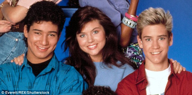 Love triangle: A new tell-all book claims Tiffani-Amber Thiessen romanced both Mario Lopez and Mark-Paul Gosselaar on the hit TV series Saved By The Bell