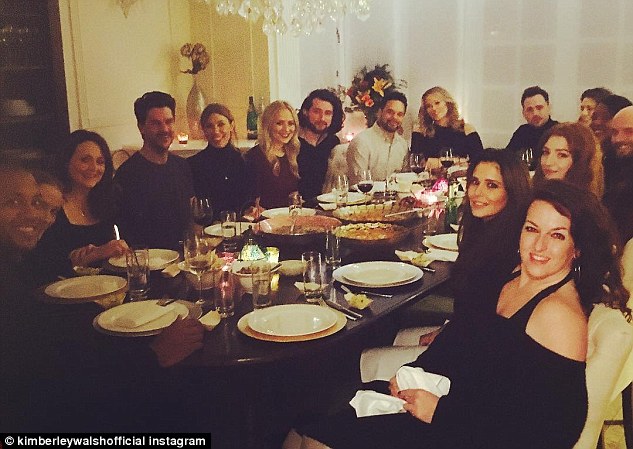 Content: Cheryl (second right) appeared to hide her stomach during a meal to celebrate former Girls Aloud bandmate Kimberley Walsh's 35th birthday on Sunday night, and eagle-eyed fans spotted she was sans wine glass