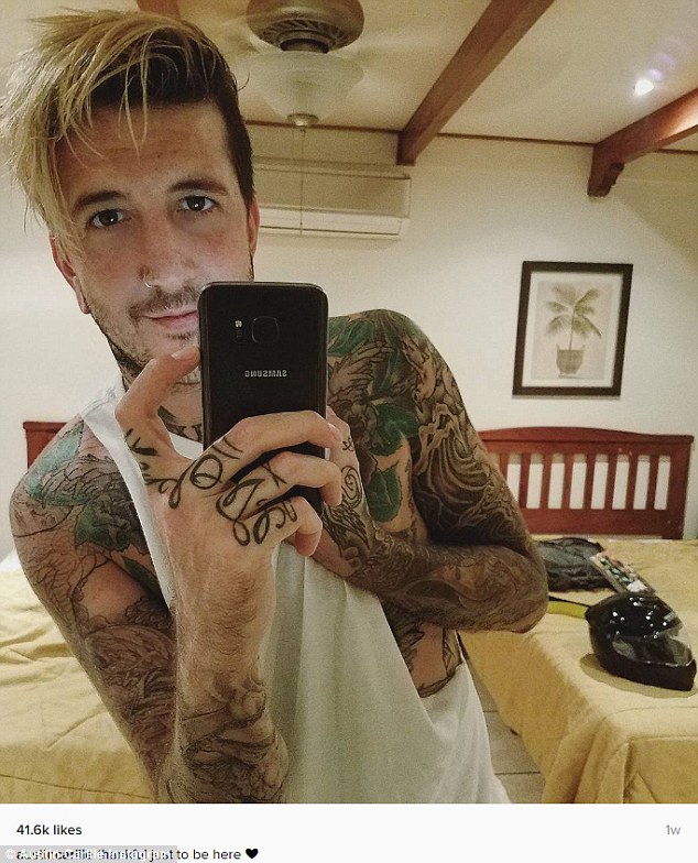Feeling thankful: The former Attack Attack! lead vocalist shared a selfie the day before Thanksgiving with the caption reading 'thankful just to be here'