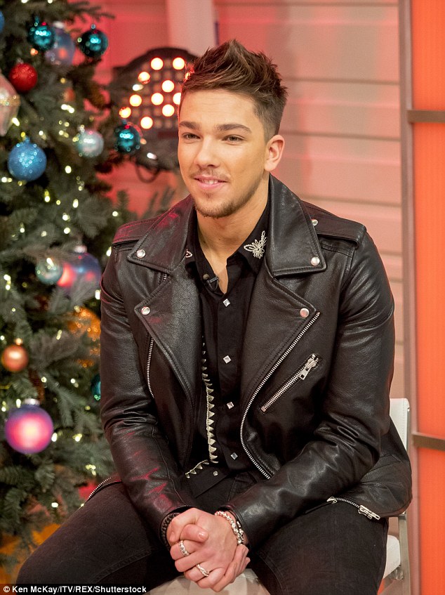 Black to basics: Matt looked stylish in an all-black ensemble that included a leather jacket during an appearance on Good Morning Britain 