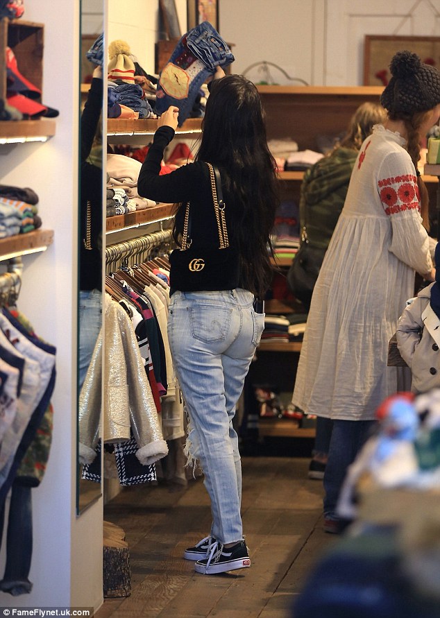 Retail therapy! The star checked out a pair of jeans as she got in some shopping in Beverly Hills 