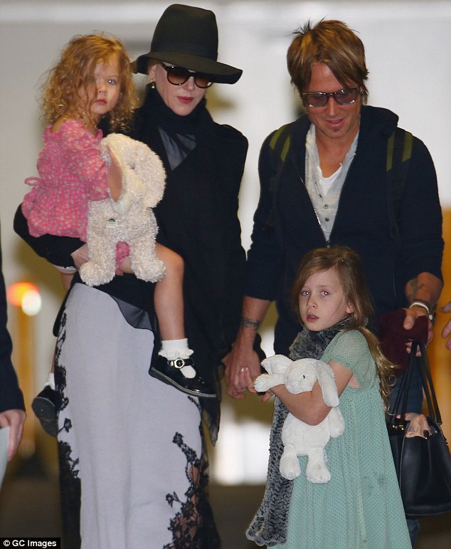 Happy home: Nicole says husband Keith Urban, 49, and their two daughters, Sunday, eight, and Faith, five, are the most important things in her life; pictured June 2014