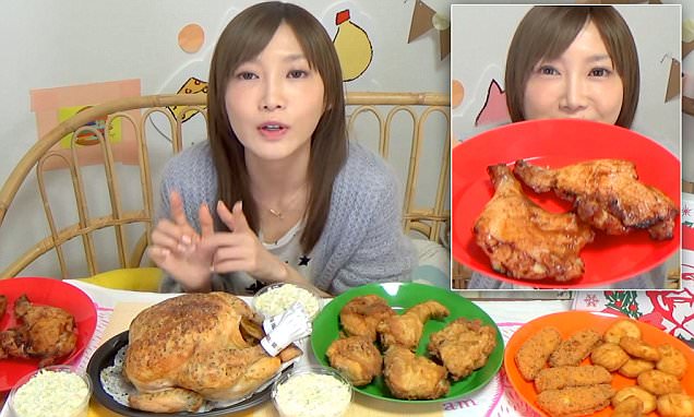 Japanese woman demolishes roast chicken and 4,000 calories of KFC in ONE sitting  