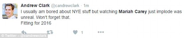 Andrew Clark tweeted that Mariah Carey's performance gave him reason to watch the telecast