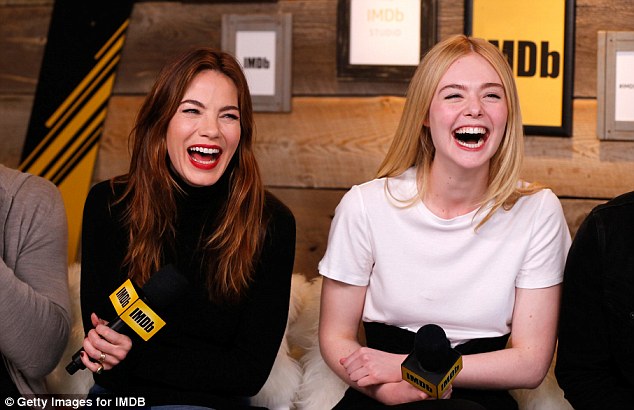 Friendly co-stars: Elle joined Michelle Monaghan, who plays the titular character's mother in the film and the two appeared to enjoy each other's company 